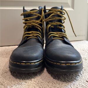Dr. Martens Black Boots with Yellow Patterned Laces